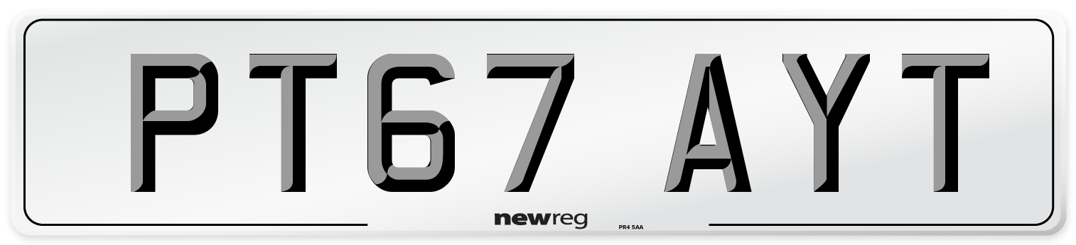 PT67 AYT Number Plate from New Reg